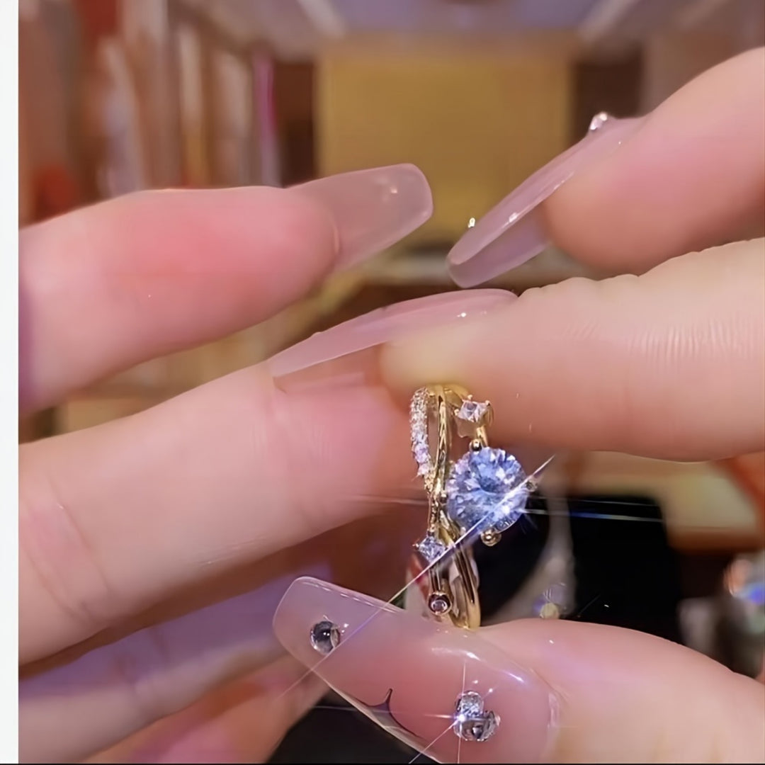 Stylish Adjustable Zirconia Ring