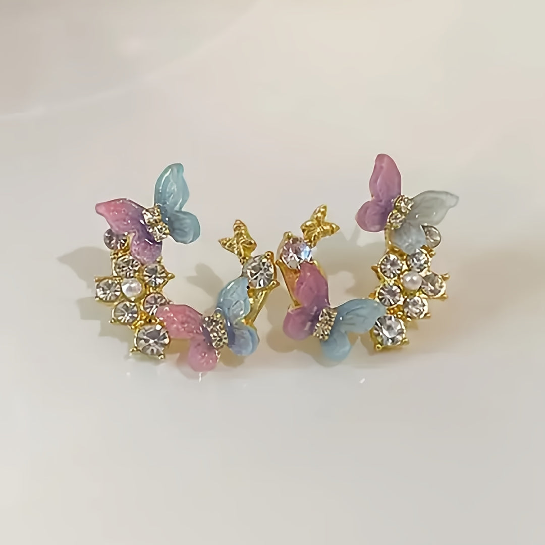 Fashionable Butterfly Rhinestones Earrings