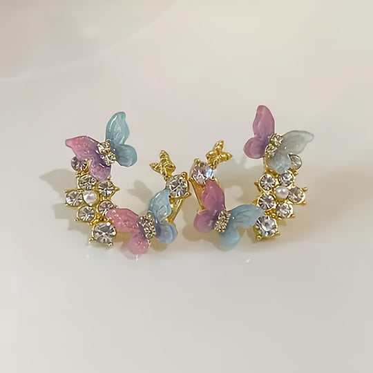 Fashionable Butterfly Rhinestones Earrings