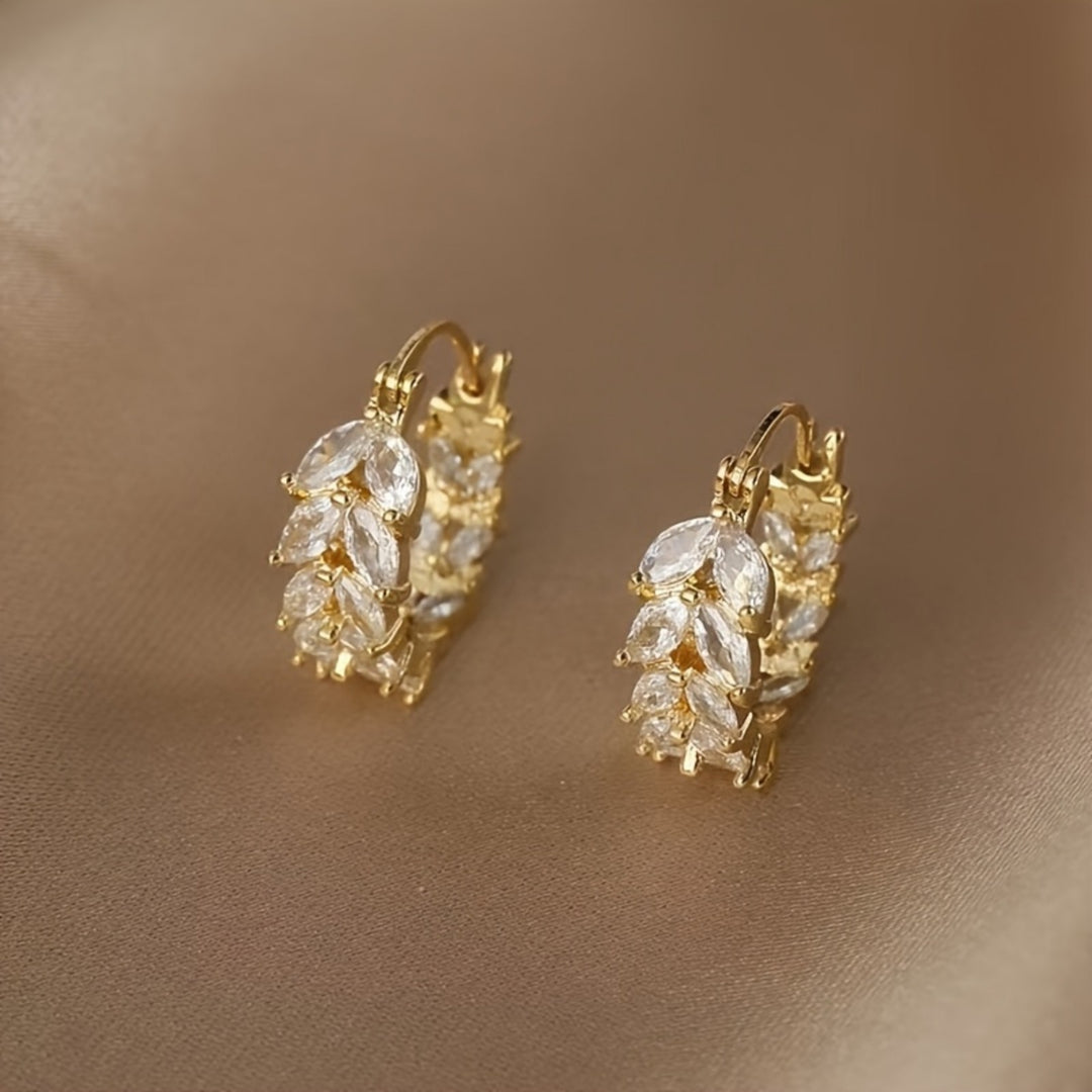 Elegant Rhinestones Wheat Hoop Earrings