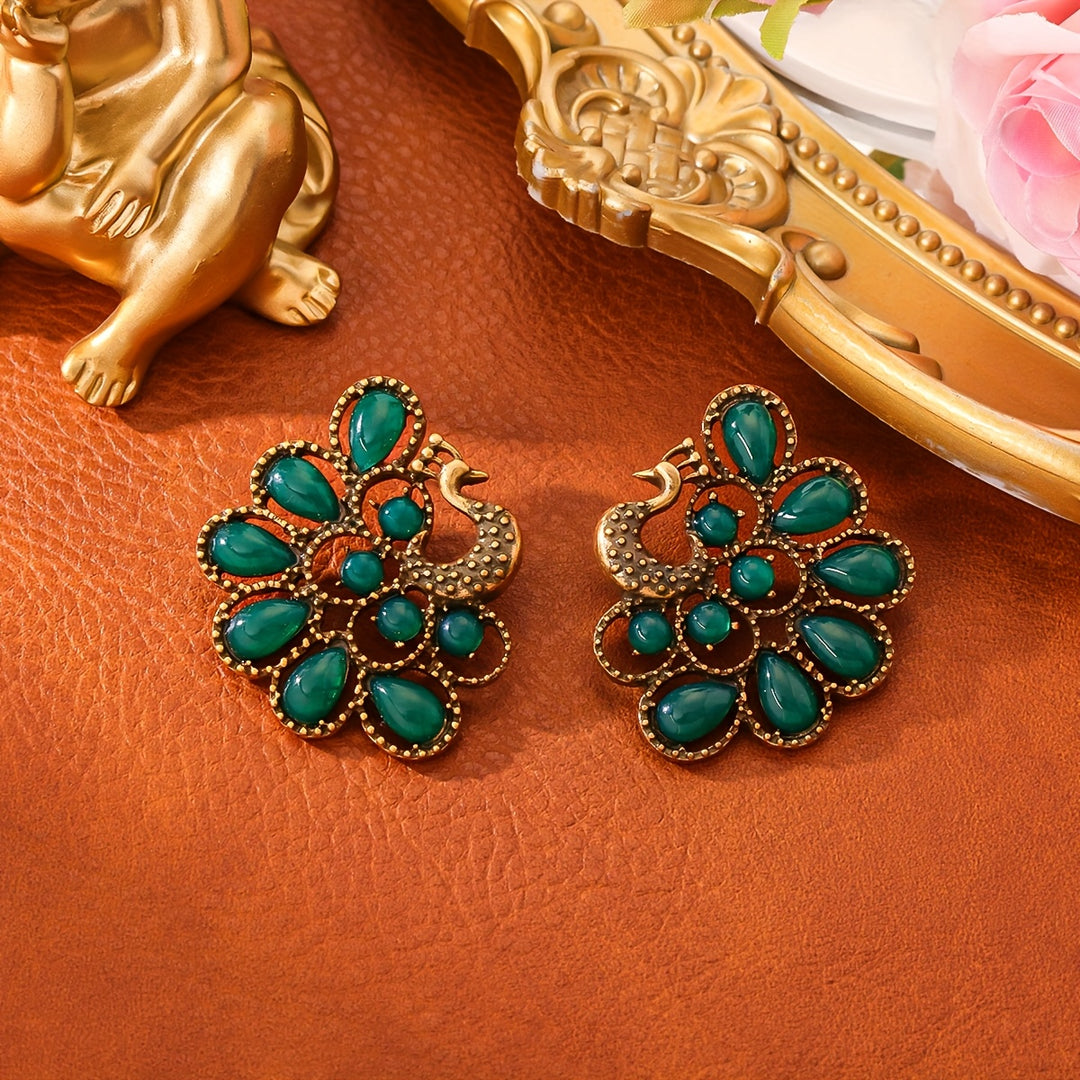 Elegant Peacock Stud Earrings