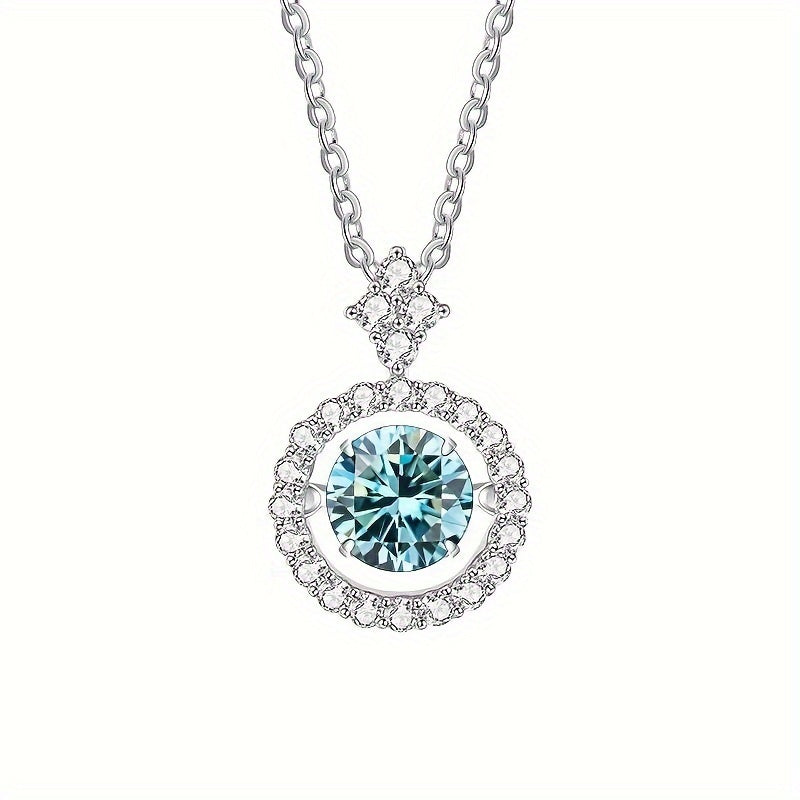 Moissanite Pendant Silver Necklace