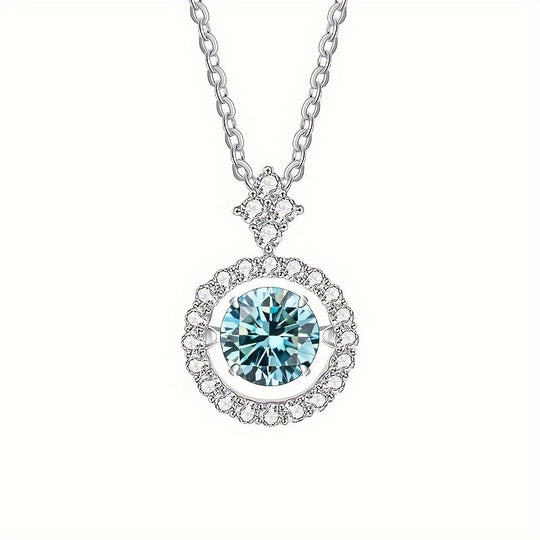 Moissanite Pendant Silver Necklace