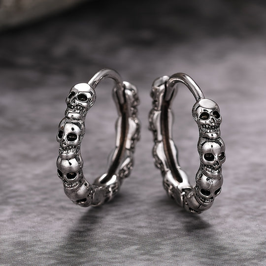 Fashionable Gothic Skull Hoop Earrings