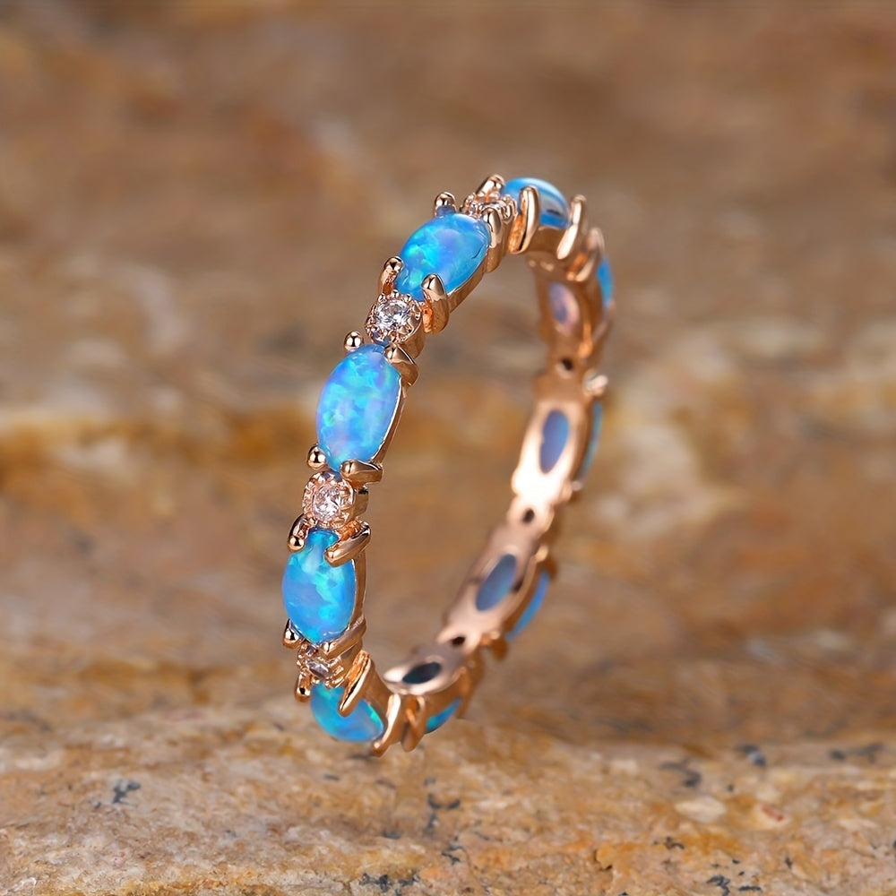 Elegant Oval Opal Zirconia Women’s Ring