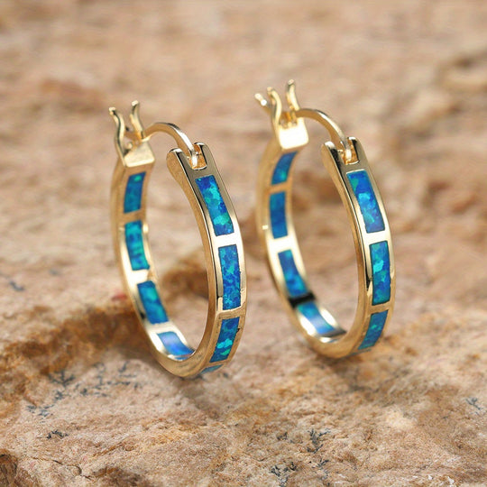 Timeless  Boho Opal Hoop Earrings