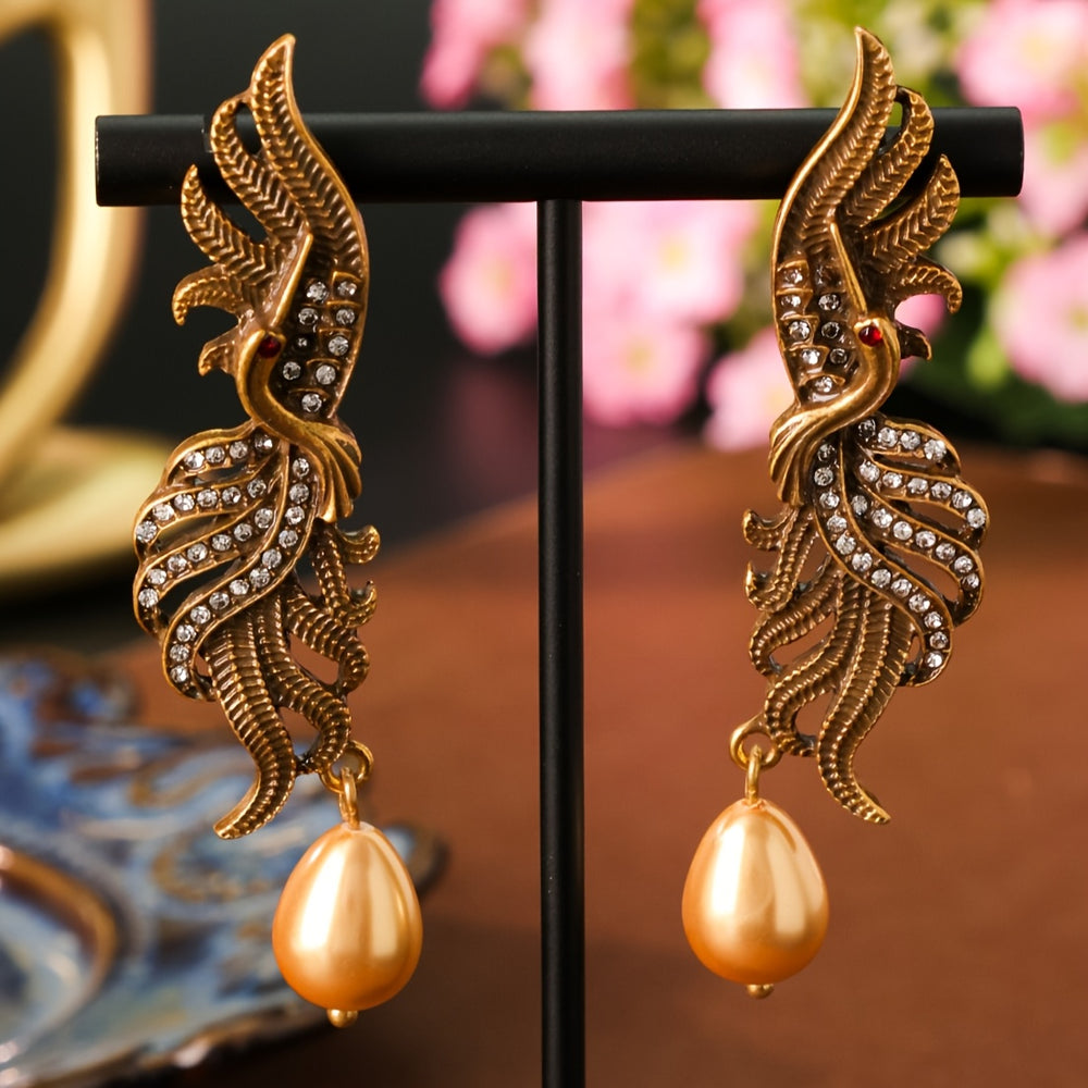 Classic Phoenix Water Drop Rhinestone Earrings