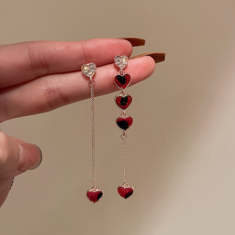 Asymmetrical Heart Chain Earrings