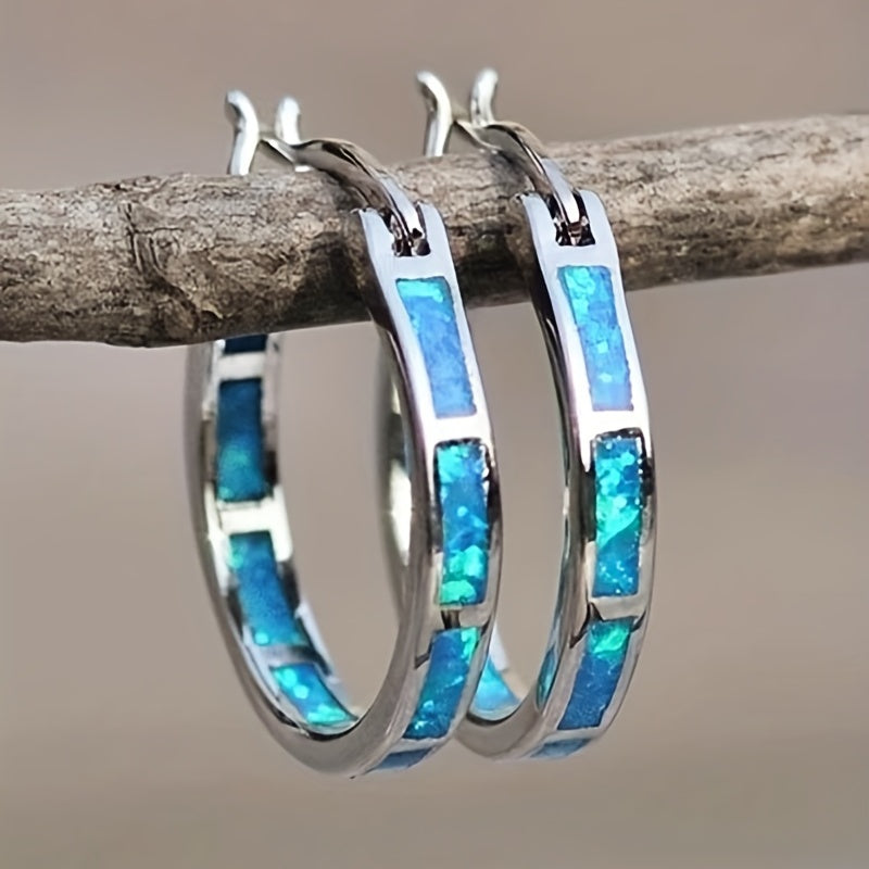 Timeless  Boho Opal Hoop Earrings