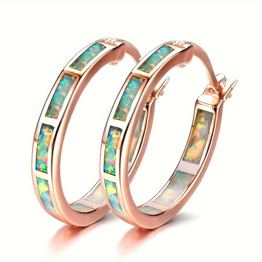 Timeless  Boho Opal Hoop Earrings