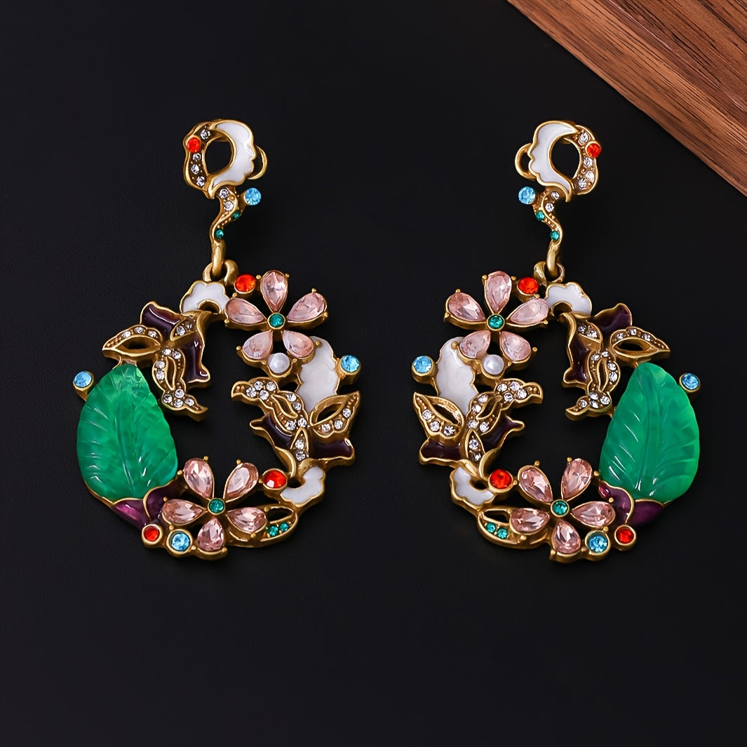 Elegant Floral Enamel Drop Earrings