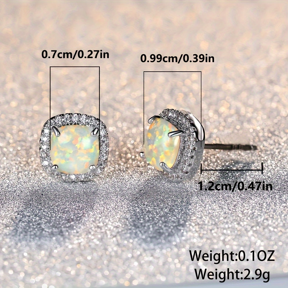 Elegant Women's White Opal Charm Earrings