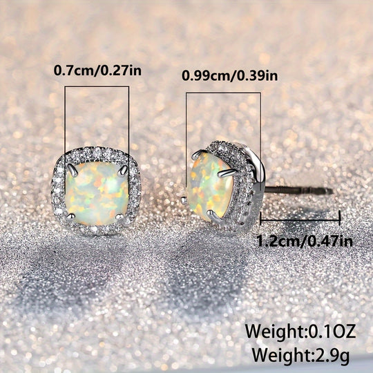 Elegant Women's White Opal Charm Earrings