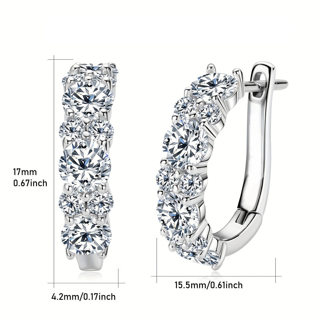 Round Moissanite Silver Earrings