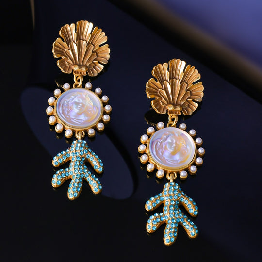 Trendy Shell & Cactus Earrings