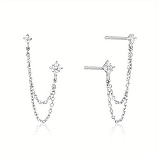 Elegant Double Zirconia Stud Earrings