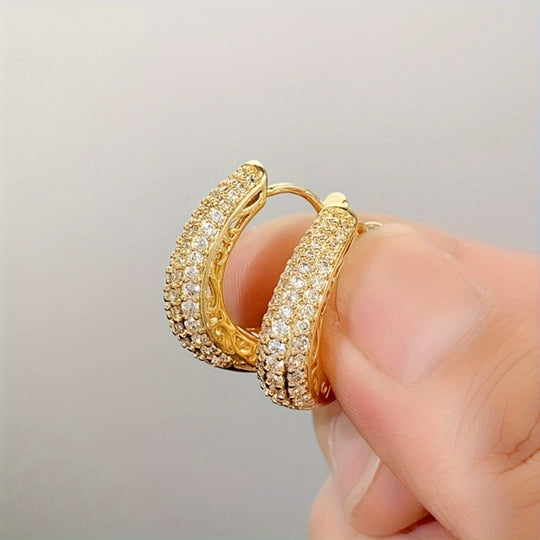 Sparkling Cubic Zirconia Hoop Earrings