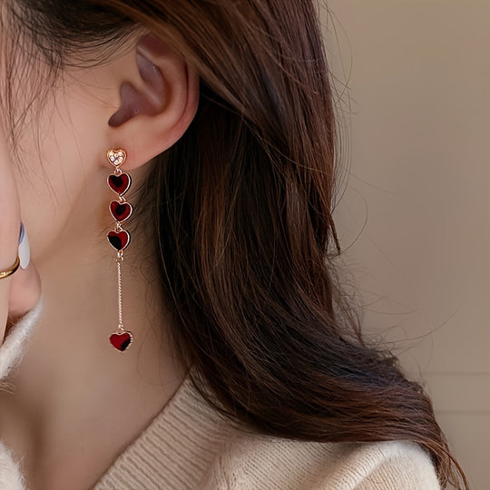 Asymmetrical Heart Chain Earrings