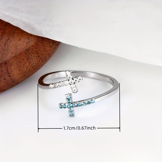Open Adjustable Zirconia Cross Ring