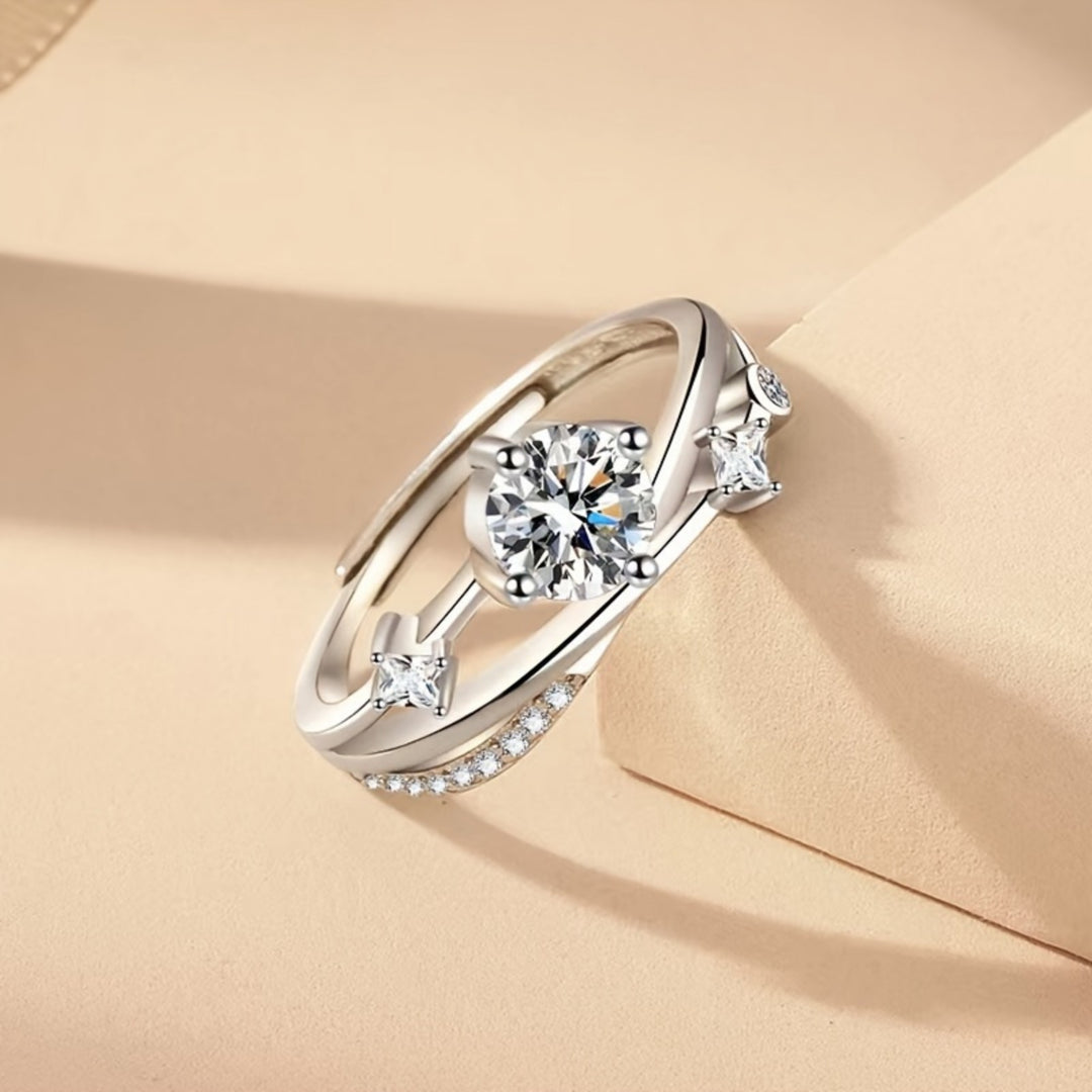 Stylish Adjustable Zirconia Ring