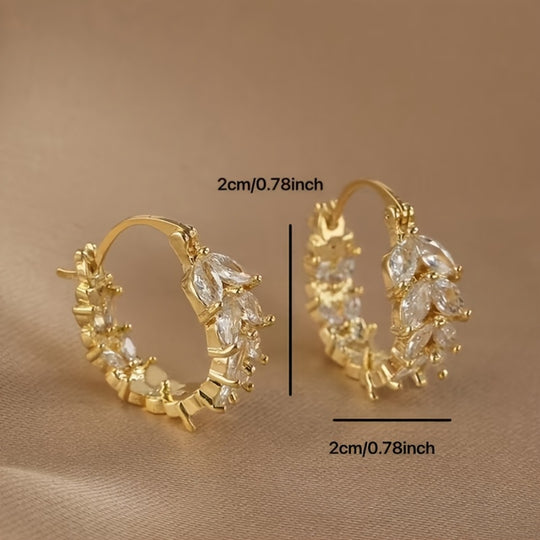 Elegant Rhinestones Wheat Hoop Earrings
