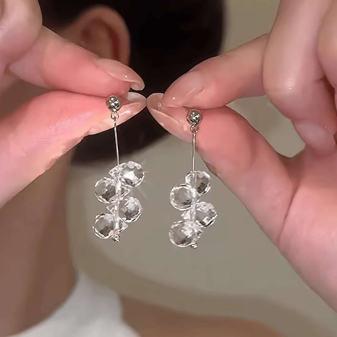 Transparent Glass Water-drop Earrings