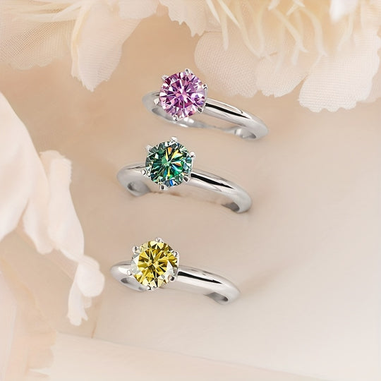 Elegant Moissanite Round Ring