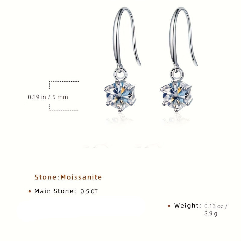 Delicate Round Moissanite Hook Earrings