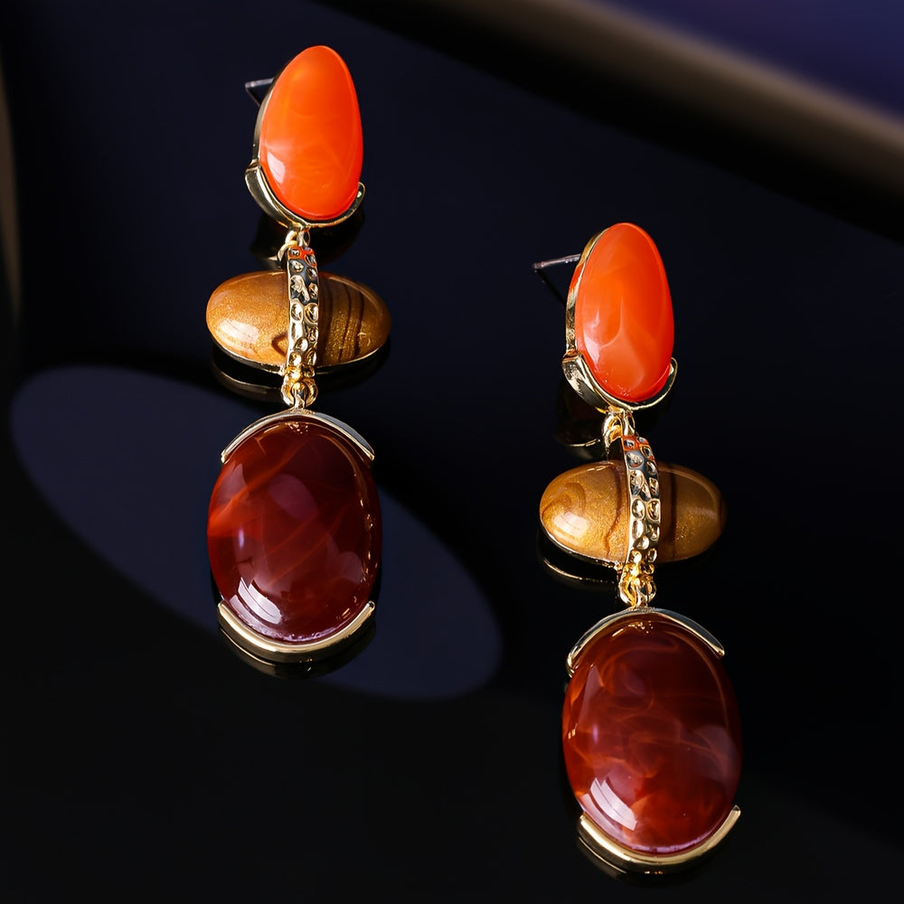 Retro Modern Oval Teardrop Earrings