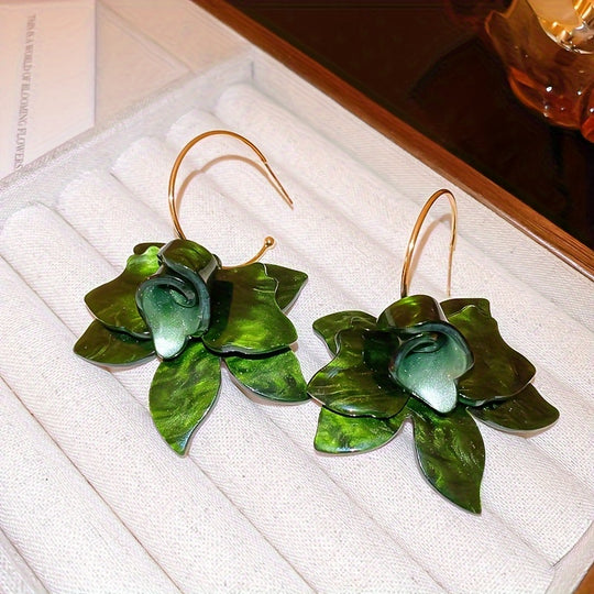Trendy Resin Flower Dangle Earrings