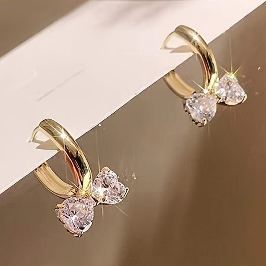 Stylish Golden Bow Hoop Earrings Women