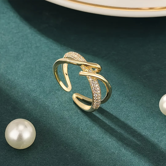 Adjustable Cubic Zirconia Cuff Ring