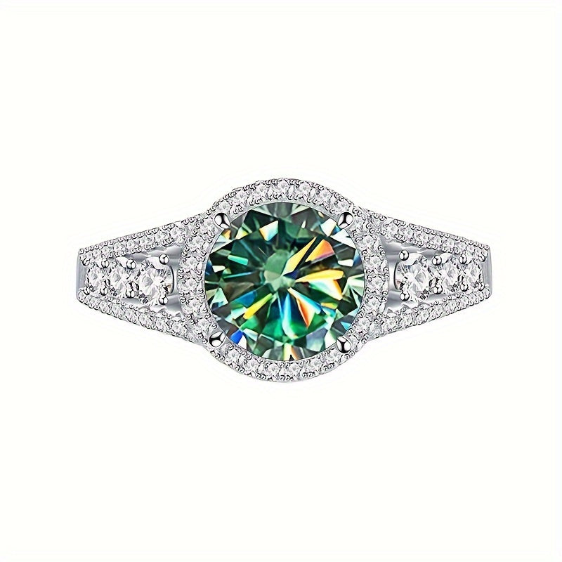 Sleek Blue Moissanite Ring
