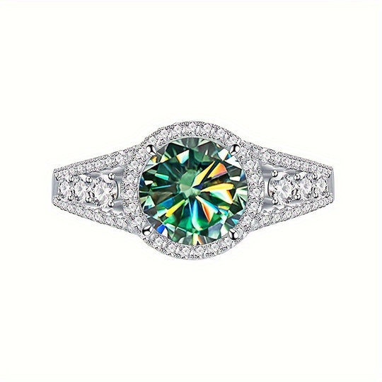 Sleek Blue Moissanite Ring