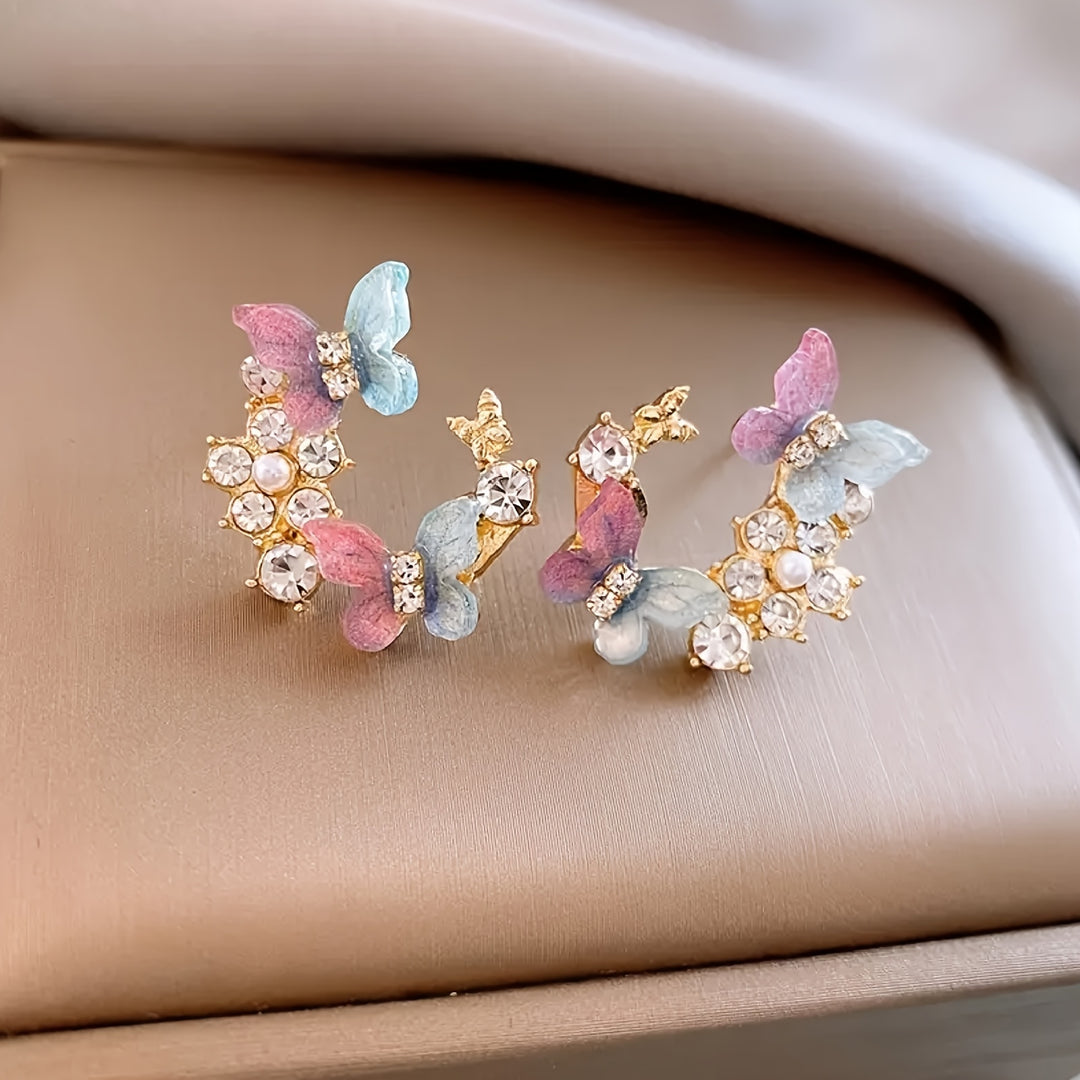 Fashionable Butterfly Rhinestones Earrings