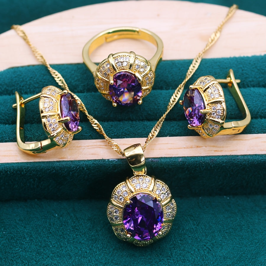 Elegant Multi-Color Cubic Zirconia Set