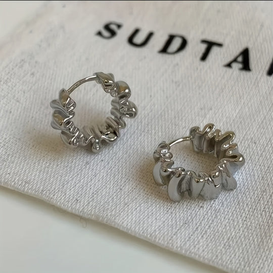 Irregular Wave Ruffles Hoop Earrings