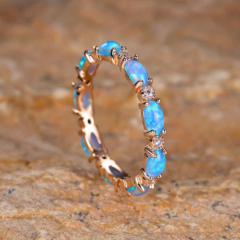 Elegant Oval Opal Zirconia Women’s Ring