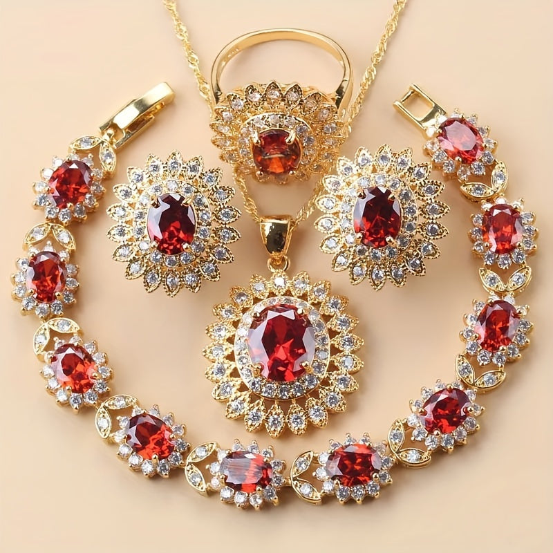 Sunflower Elegance 5pcs Timeless Wedding Jewelry Set