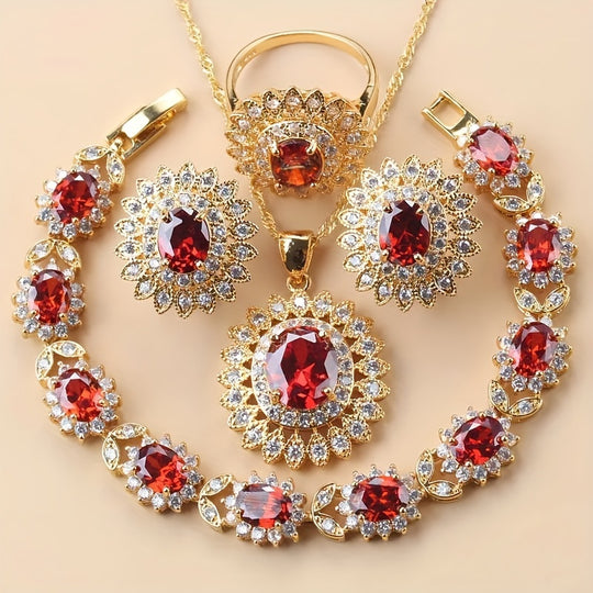 Sunflower Elegance 5pcs Timeless Wedding Jewelry Set