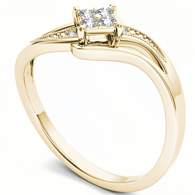 Sparkling White Zirconia Gold-Plated Ring