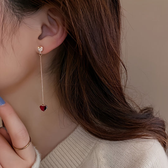 Asymmetrical Heart Chain Earrings