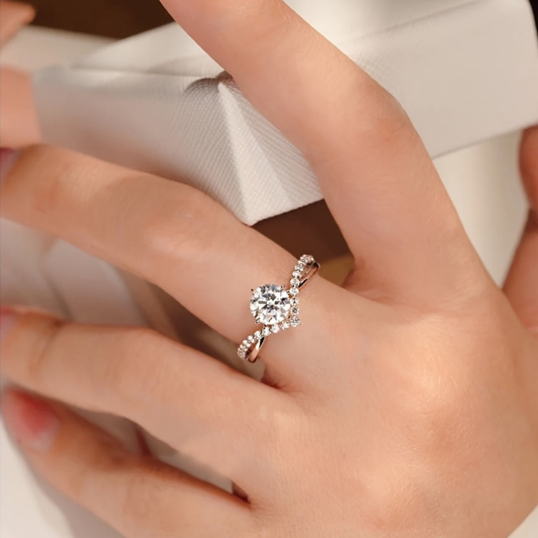 Elegant 2 Pieces Adjustable Zirconia Ring Set