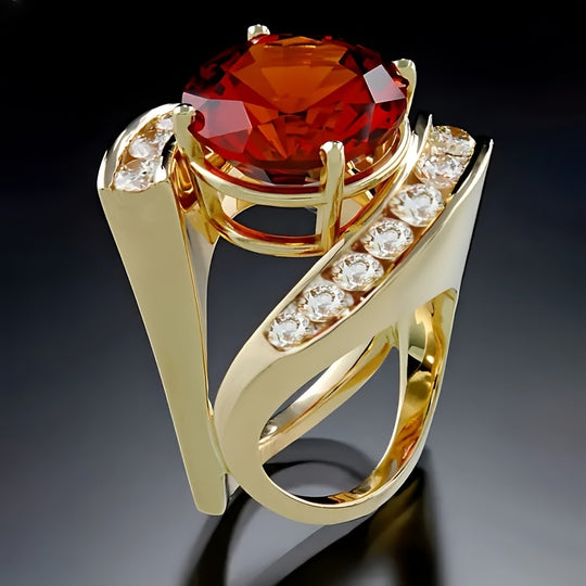 Timeless Red Stone Ring with Accents