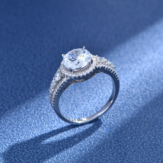 Sleek Blue Moissanite Ring