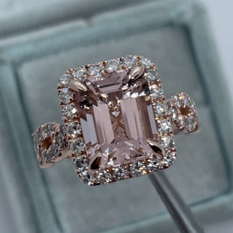 Romantic Pink Princess Cut Ring