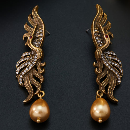 Classic Phoenix Water Drop Rhinestone Earrings