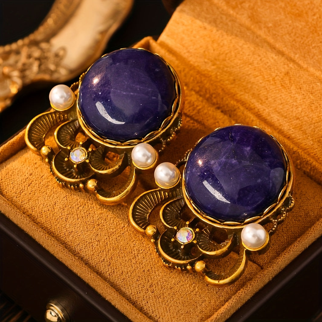 Sleek Natural Gemstone Stud Earrings
