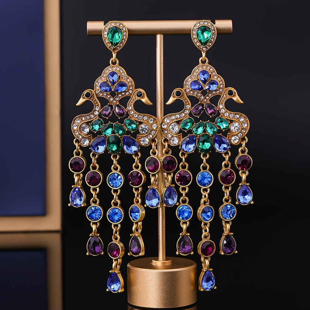 Colorful Peacock Dangle Earrings