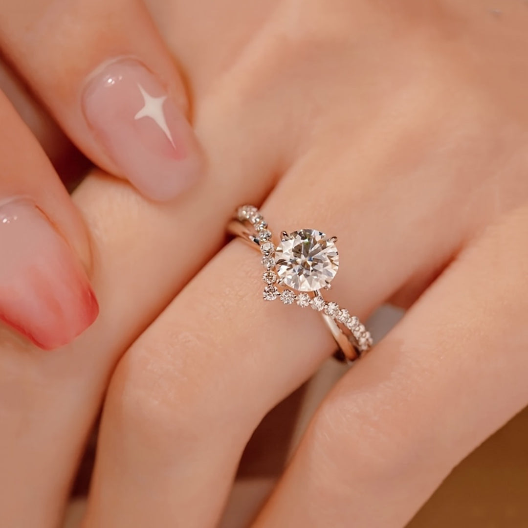 Elegant 2 Pieces Adjustable Zirconia Ring Set